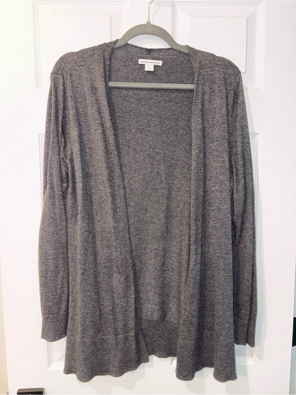 Amazon Essentials Heather Gray Open-Front Lightweight Cardigan